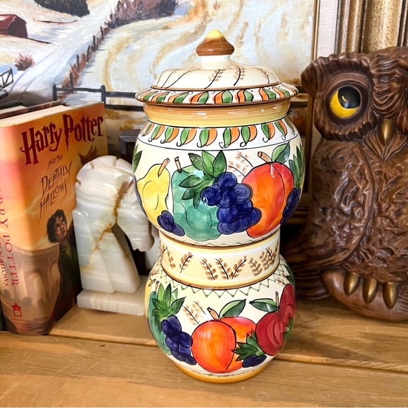 Nonni’s  Hand Painted Fruit Motif Colorful Biscotti Cookie Biscuit Storage - Picture 6 of 6